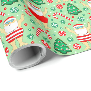 Swimming Christmas Holiday Gift Wrapping Paper