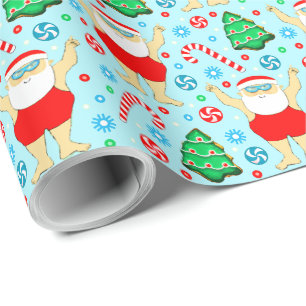 Swimming Christmas Holiday Gift Wrapping Paper