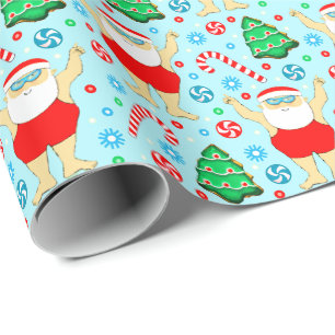 Swimming Christmas Holiday Gift Wrapping Paper