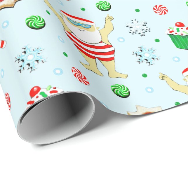 Swimming Christmas Holiday Gift Wrapping Paper (Roll Corner)