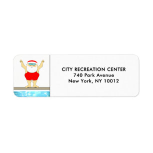 Swimming Christmas Return Address Label