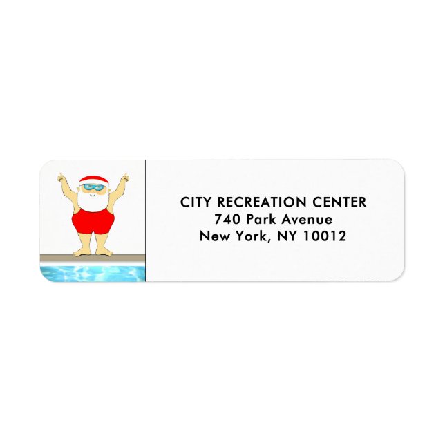 Swimming Christmas Return Address Label (Front)