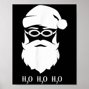 Swimming Christmas Santa Claus H20 Swimmer Xmas Poster