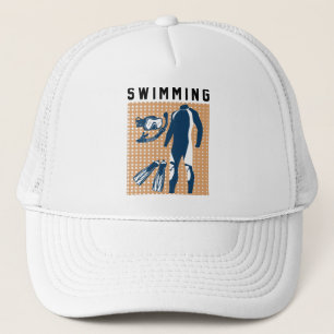 Swimming Clothes and Goggles Trucker Hat