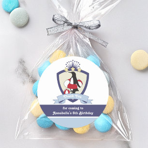 Swimming Club Crest Cute Penguin Kids Thank You Classic Round Sticker