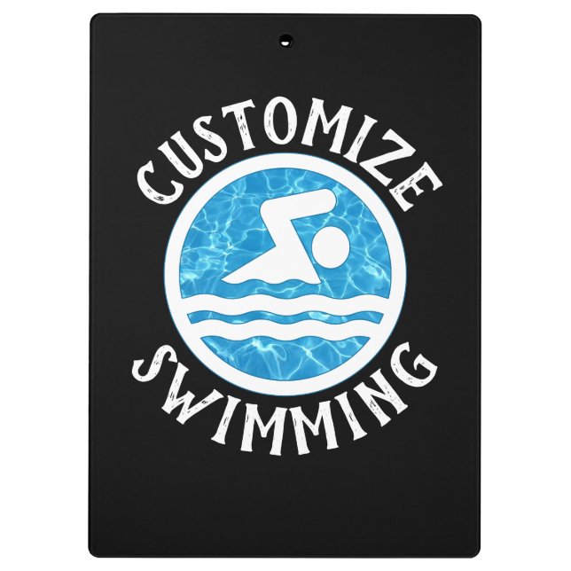 Swimming Coach Custom Swim Team Name & Colour Spor Clipboard (Back)
