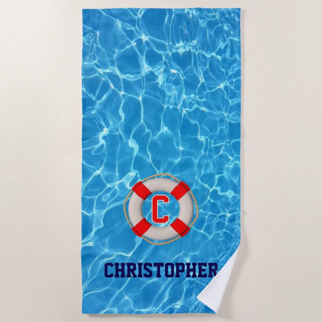Swimming Coach Pool LIfesaver Beach Towel (Front)