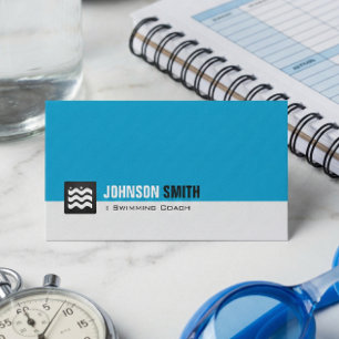 Swimming Coach Swimmer - Personal Aqua Blue Business Card