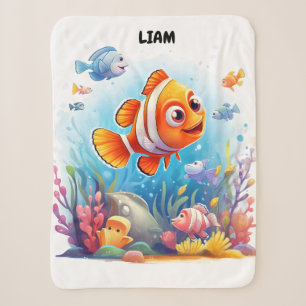 SWIMMING COLORFUL FISHES FOR KIDS SHERPA BLANKET