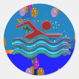 SWIMMING:  Cool Minds in Hot Times Classic Round Sticker