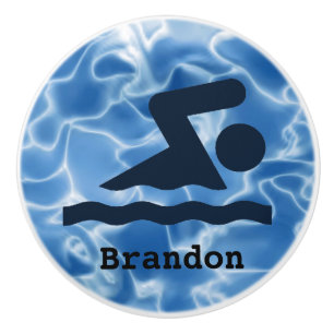 Swimming Design Ceramic Pull or Knob