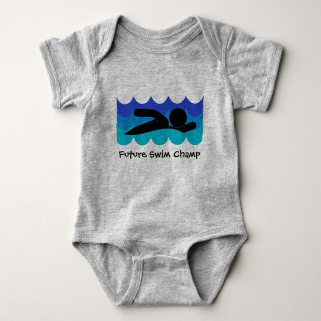 Swimming Design Customisable Baby Clothing Baby Bodysuit (Front)