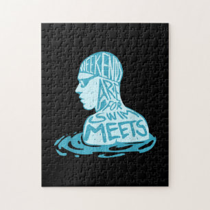 Swimming Design Gift For Swimmer Summer Gift Jigsaw Puzzle