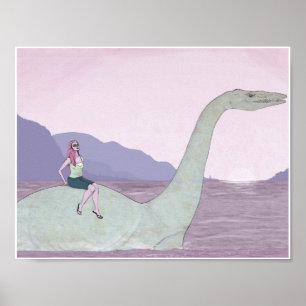 Swimming Dinosaur 11x8.5 Poster