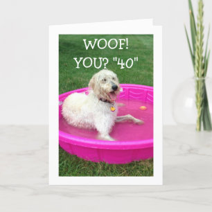 SWIMMING DOG SAYS HAPPY "YOU" ARE 40 AND NOT HIM! CARD