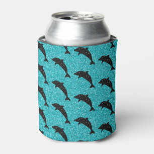 Swimming Dolphin Black Glitter Ocean Animals Can Cooler