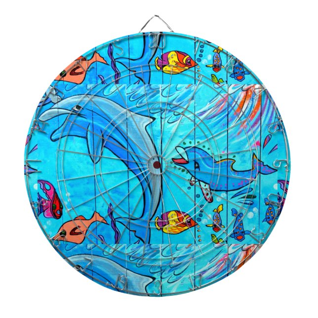 swimming dolphins dartboard (Front)