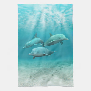 Swimming Dolphins Tea Towel