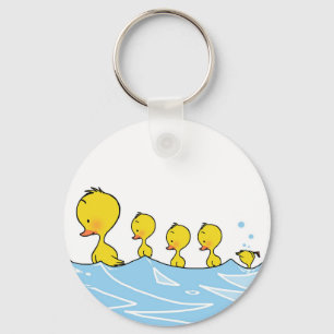 Swimming duck family key chain