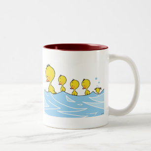Swimming Duck Family Two-Tone Coffee Mug