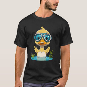 Swimming Duckling with Goggles Cute Pool Cartoon T-Shirt