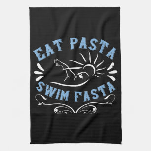Swimming - Eat Pasta Swim Fasta Tea Towel