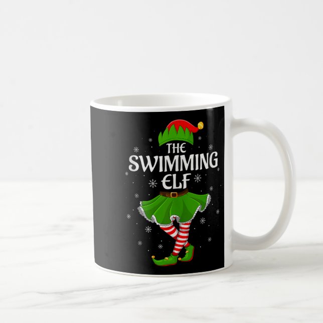 Swimming Elf Christmas Family Girls Women Elf Squa Coffee Mug (Right)