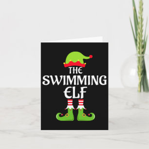 Swimming Elf Matching Family Group Christmas Party Card