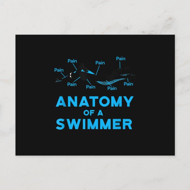 Swimming Fan Gifts Anatomy Of A Swimmer Announcement Postcard (Front)
