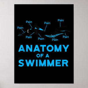 Swimming Fan Gifts Anatomy Of A Swimmer Poster