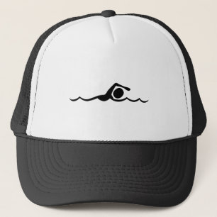 Swimming Figure - Black Trucker Hat