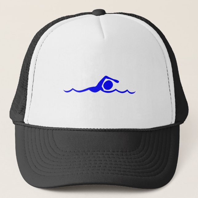 Swimming Figure - Blue Trucker Hat (Front)