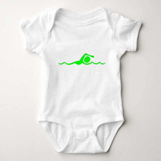 Swimming Figure - Green Baby Bodysuit (Front)