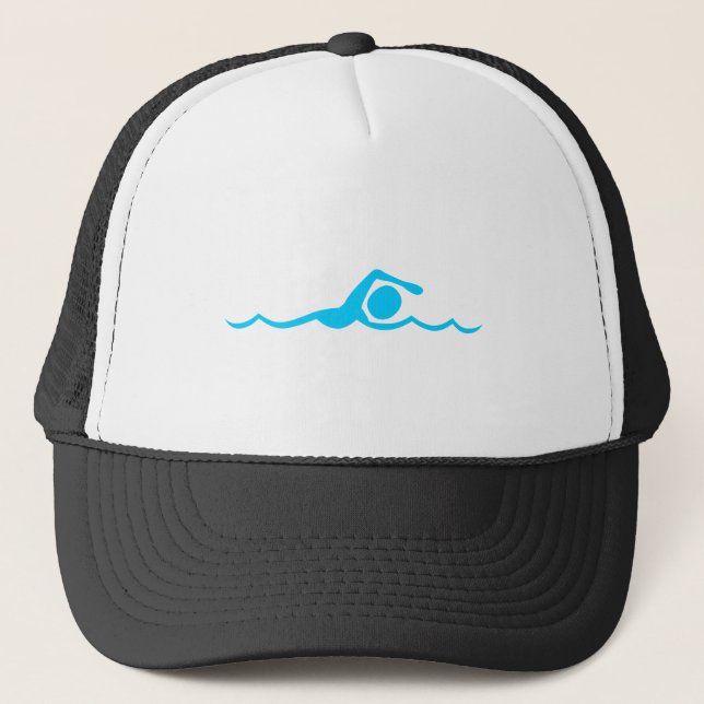 Swimming Figure - Sky Blue Trucker Hat (Front)