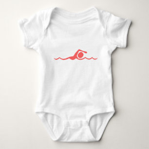 Swimming Figure - Tropical Pink Baby Bodysuit