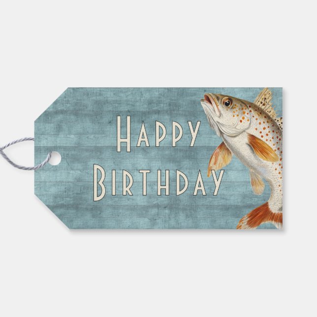 Swimming Fish Ocean Blue Gift Tag (Back Horizontal)