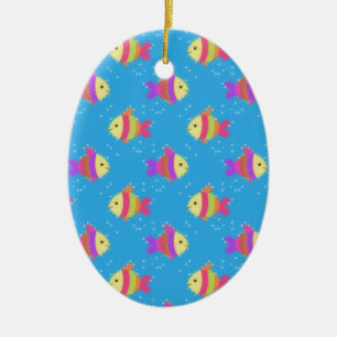 Swimming Fish Pattern Ceramic Ornament