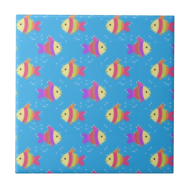 Swimming Fish Pattern Ceramic Tile (Front)