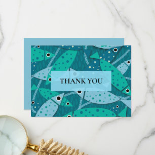 Swimming Fish Pattern Flat Thank You Card