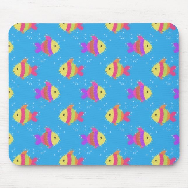 Swimming Fish Pattern Mouse Pad (Front)