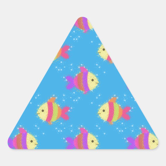 Swimming Fish Pattern Triangle Sticker (Front)