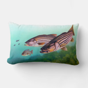 Swimming Fish Striped Bass Lumbar Cushion