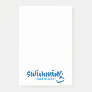 Swimming Fly Back Breast Free Typographic Text Post-it Notes