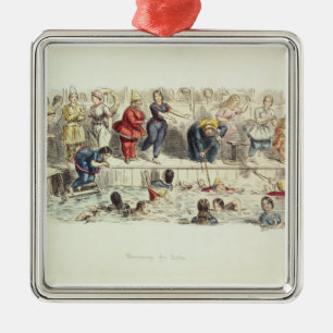 Swimming for Ladies, 1844 (litho) Metal Tree Decoration