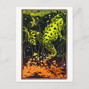 Swimming frog by Julie de Graag vintage art Postcard