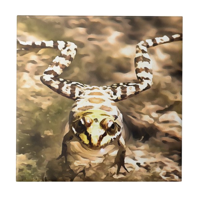 Swimming Frog Immersed In Clear River Water Painti Ceramic Tile (Front)
