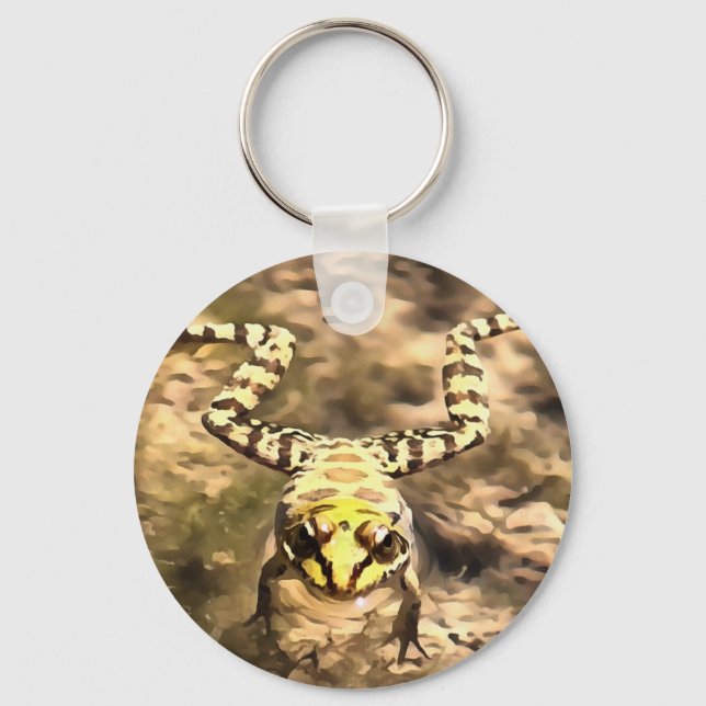 Swimming Frog Immersed In Clear River Water Painti Key Ring (Front)