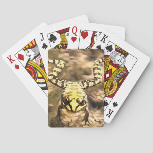 Swimming Frog Immersed In Clear River Water Painti Playing Cards