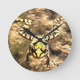Swimming Frog Immersed In Clear River Water Painti Round Clock