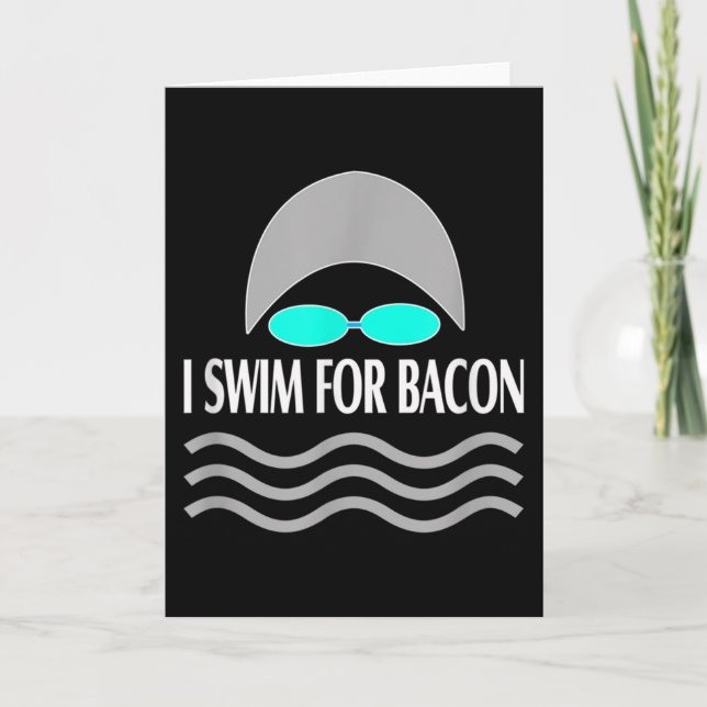 Swimming Funny Swim For Bacon Retro Swimmers Card (Front)